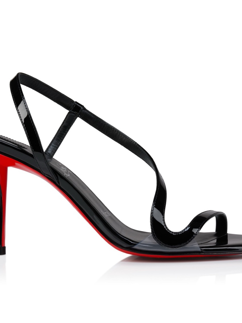 Christian Louboutin Black Patent Leather Red Sole Strappy Heels - Picture 2 of 4